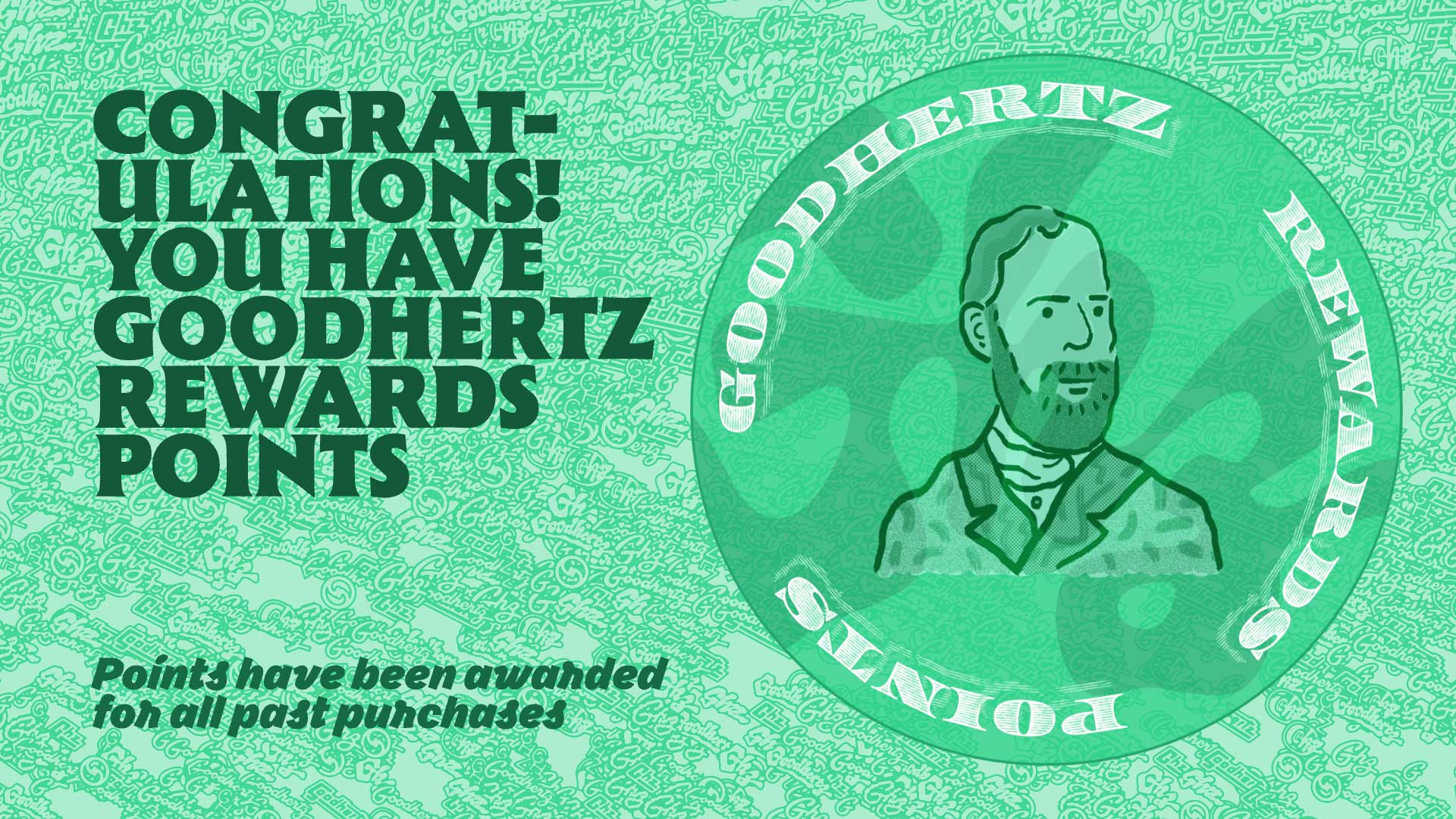 The banner from our recent rewards points announcement newsletter